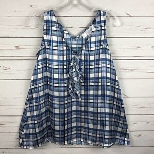Mac & Jac NWT Blue Plaid Sleeveless Blouse S